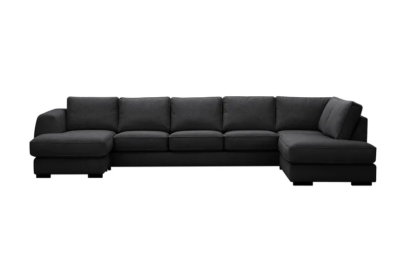 Optus 6-sits U-soffa med Divan och schäslong vänster, Svart