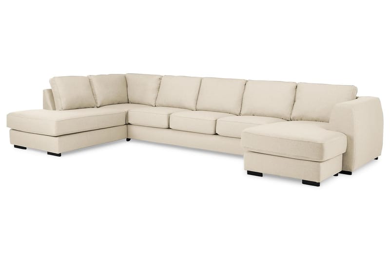 Optus 6-sits Vänstervänd U-formad Large Soffa med Divan och Schäslong i Tyg - Beige - Möbler - Soffa - U-soffa