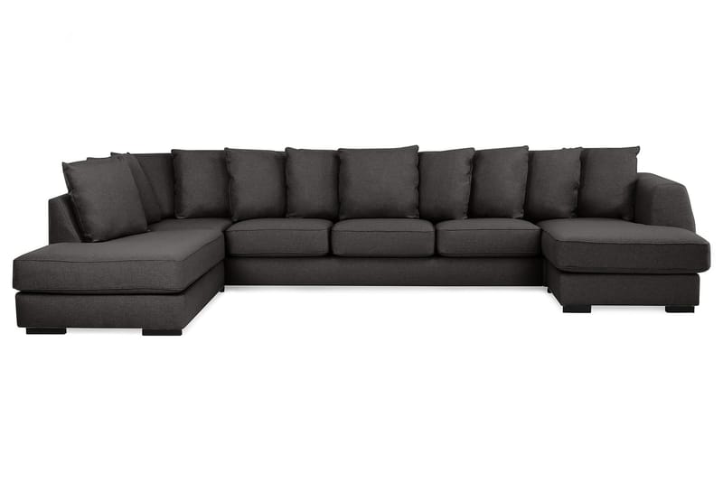 Optus 6-sits Vänstervänd U-formad Large Soffa med Divan och Schäslong i Tyg inkl Kuvertkuddar - Mörkgrå - Möbler - Soffa - U-soffa