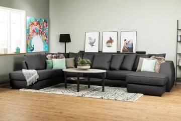 Optus 6-sits Vänstervänd U-formad Large Soffa med Divan och Schäslong i Tyg inkl Kuvertkuddar - Mörkgrå - Möbler - Soffa - U-soffa