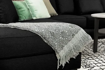 Optus 6-sits Vänstervänd U-formad Large Soffa med Divan och Schäslong i Tyg inkl Kuvertkuddar - Svart - Möbler - Soffa - U-soffa