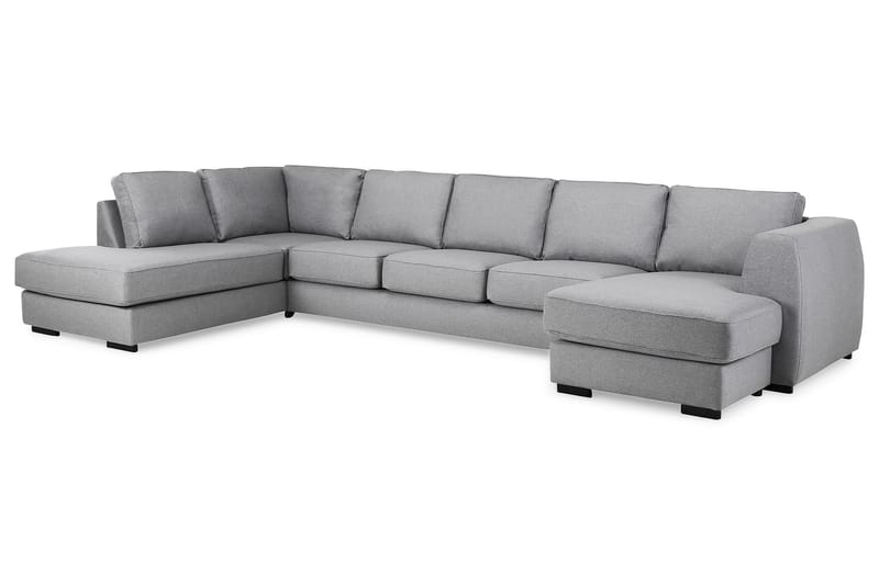 Optus 6-sits Vänstervänd U-formad Large Soffa med Divan och Schäslong i Tyg - Ljusgrå - Möbler - Soffa - U-soffa