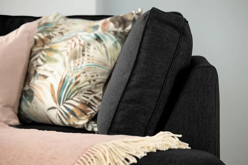 Optus 6-sits Vänstervänd U-formad Large Soffa med Divan och Schäslong i Tyg - Svart - Möbler - Soffa - U-soffa