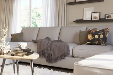 Optus Lyx 6-sits Högervänd U-formad Large Soffa med Divan och Schäslong i Tyg - Grå - Möbler - Soffa - U-soffa