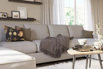 Optus Lyx 6-sits Vänstervänd U-formad Large Soffa med Divan och Schäslong i Tyg - Grå - Möbler - Soffa - U-soffa