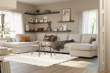 Optus Lyx 6-sits Vänstervänd U-formad Large Soffa med Divan och Schäslong i Tyg - Ljusgrå - Möbler - Soffa - U-soffa