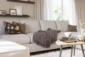 Optus Lyx 6-sits Vänstervänd U-formad Large Soffa med Divan och Schäslong i Tyg - Ljusgrå - Möbler - Soffa - U-soffa