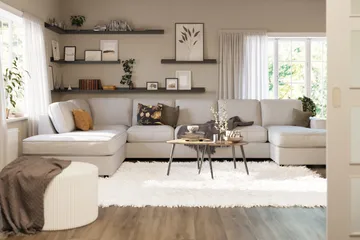 Optus Lyx 6-sits Vänstervänd U-formad Large Soffa med Divan och Schäslong i Tyg - Ljusgrå - Möbler - Soffa - U-soffa