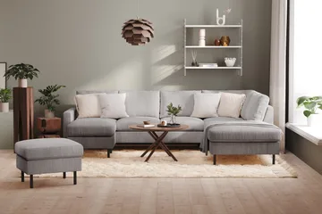 Peppe 4-sits Högervänd U-formad Soffa med Divan och Schäslong i Manchester - Mörkgrå - Möbler - Soffa - U-soffa