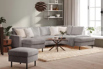 Peppe 4-sits Högervänd U-formad Soffa med Divan och Schäslong i Manchester - Mörkgrå - Möbler - Soffa - U-soffa