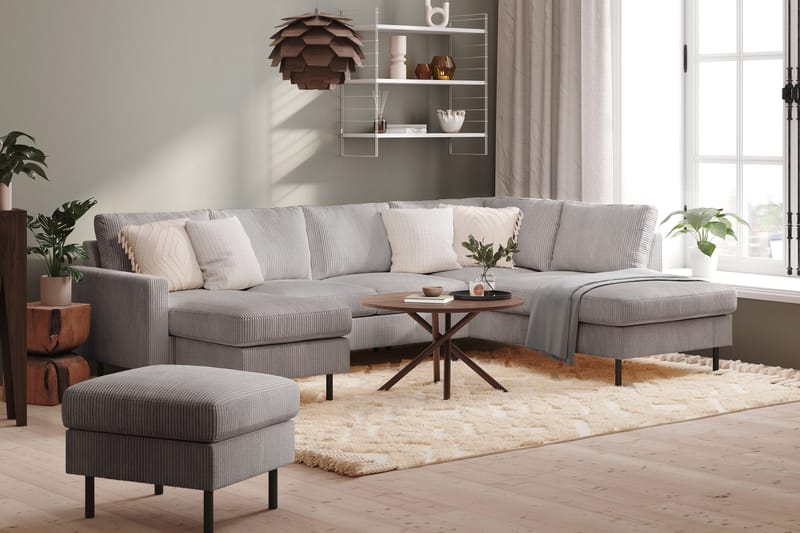 Peppe 4-sits Högervänd U-formad Soffa med Divan och Schäslong i Manchester - Mörkgrå - Möbler - Soffa - U-soffa