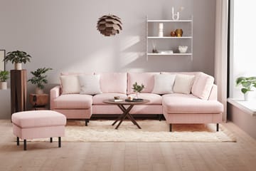 Peppe 4-sits Högervänd U-formad Soffa med Divan och Schäslong i Manchester - Rosa - Möbler - Soffa - U-soffa