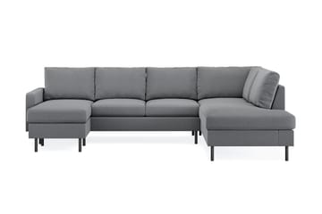 Peppe 4-sits Högervänd U-formad Soffa med Divan och Schäslong i Tyg - Ljusgrå - Möbler - Soffa - U-soffa