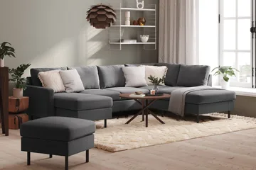 Peppe 4-sits Högervänd U-formad Soffa med Divan och Schäslong i Tyg - Ljusgrå - Möbler - Soffa - U-soffa