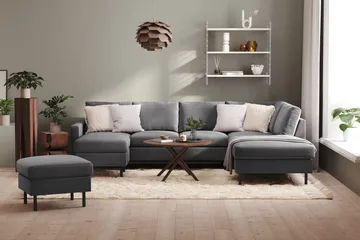 Peppe 4-sits Högervänd U-formad Soffa med Divan och Schäslong i Tyg - Ljusgrå - Möbler - Soffa - U-soffa