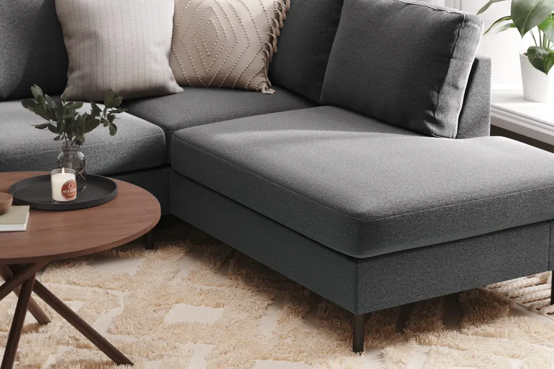 Peppe 4-sits Högervänd U-formad Soffa med Divan och Schäslong i Tyg - Ljusgrå - Möbler - Soffa - U-soffa