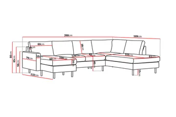 Peppe 4-sits Högervänd U-formad Soffa med Divan och Schäslong i Tyg - Mörkgrå - Möbler - Soffa - U-soffa