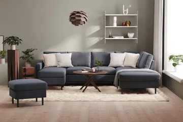 Peppe 4-sits Högervänd U-formad Soffa med Divan och Schäslong i Tyg - Mörkgrå - Möbler - Soffa - U-soffa