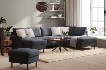 Peppe 4-sits Högervänd U-formad Soffa med Divan och Schäslong i Tyg - Mörkgrå - Möbler - Soffa - U-soffa