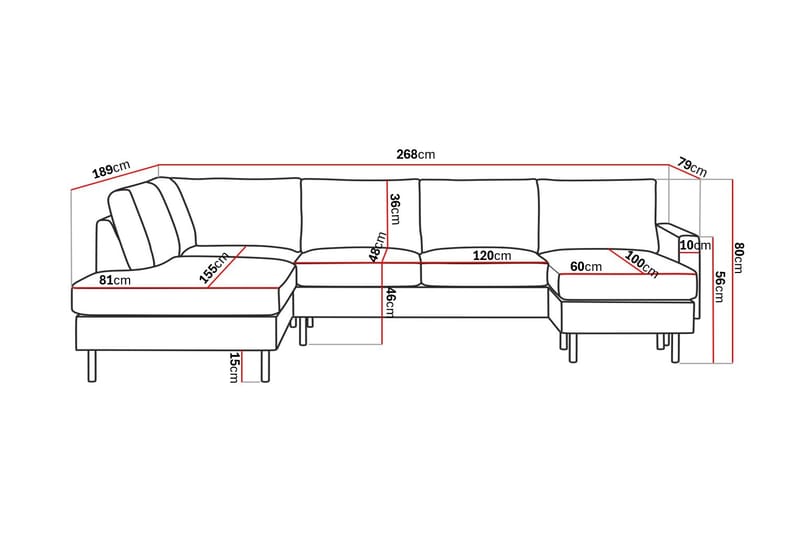 Peppe 4-sits Vänstervänd U-formad Soffa med Divan och Schäslong i Manchester - Beige - Möbler - Soffa - U-soffa