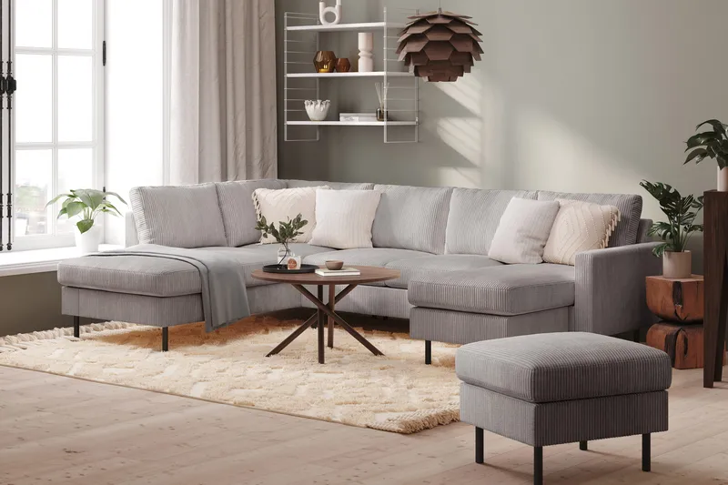 Peppe 4-sits Vänstervänd U-formad Soffa med Divan och Schäslong i Manchester - Mörkgrå - Möbler - Soffa - U-soffa