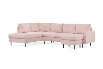 Peppe 4-sits Vänstervänd U-formad Soffa med Divan och Schäslong i Manchester - Rosa - Möbler - Soffa - U-soffa