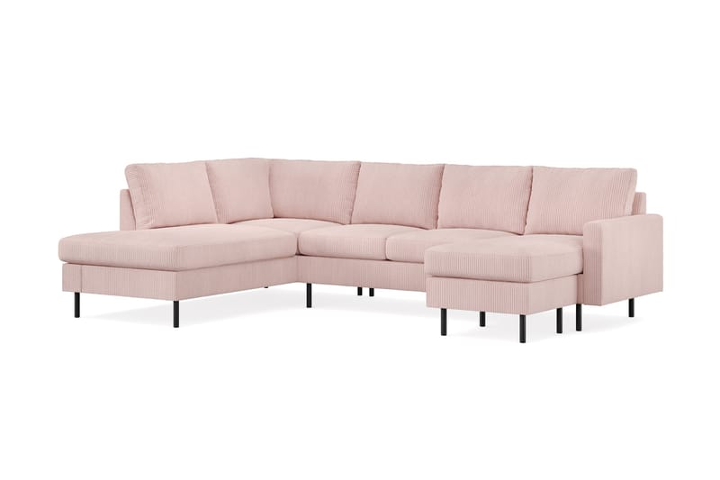 Peppe 4-sits Vänstervänd U-formad Soffa med Divan och Schäslong i Manchester - Rosa - Möbler - Soffa - U-soffa