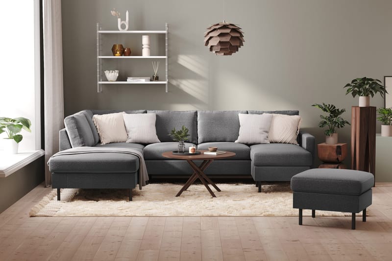 Peppe 4-sits Vänstervänd U-formad Soffa med Divan och Schäslong i Tyg - Ljusgrå - Möbler - Soffa - U-soffa