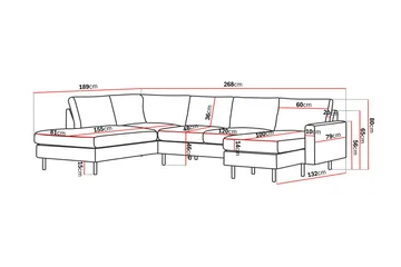 Peppe 4-sits Vänstervänd U-formad Soffa med Divan och Schäslong i Tyg - Ljusgrå - Möbler - Soffa - U-soffa