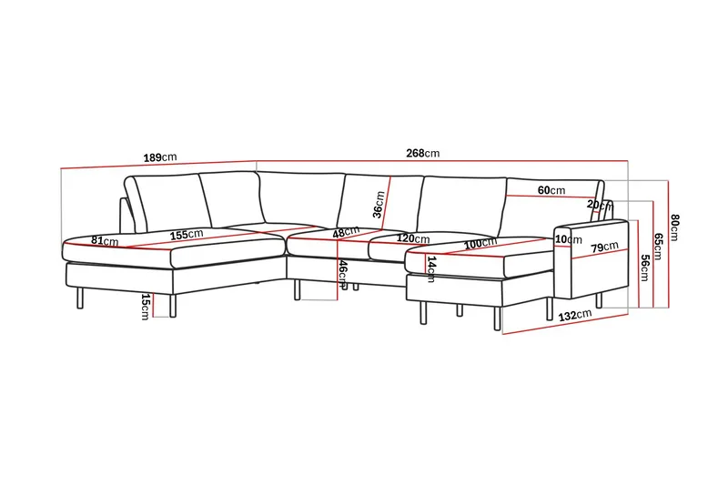 Peppe 4-sits Vänstervänd U-formad Soffa med Divan och Schäslong i Tyg - Ljusgrå - Möbler - Soffa - U-soffa