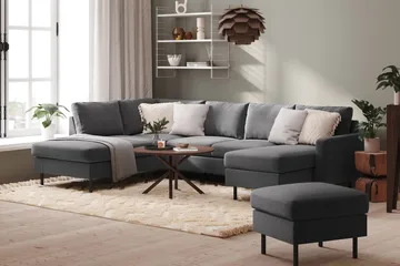 Peppe 4-sits Vänstervänd U-formad Soffa med Divan och Schäslong i Tyg - Ljusgrå - Möbler - Soffa - U-soffa