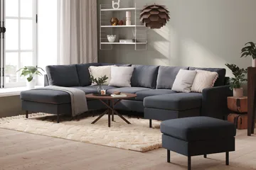 Peppe 4-sits Vänstervänd U-formad Soffa med Divan och Schäslong i Tyg - Mörkgrå - Möbler - Soffa - U-soffa