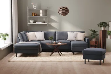 Peppe 4-sits Vänstervänd U-formad Soffa med Divan och Schäslong i Tyg - Mörkgrå - Möbler - Soffa - U-soffa