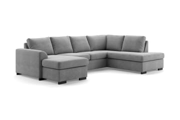 Porto 4-sits Högervänd U-formad Soffa med Divan och Schäslong i Tyg - Ljusgrå - Möbler - Soffa - U-soffa
