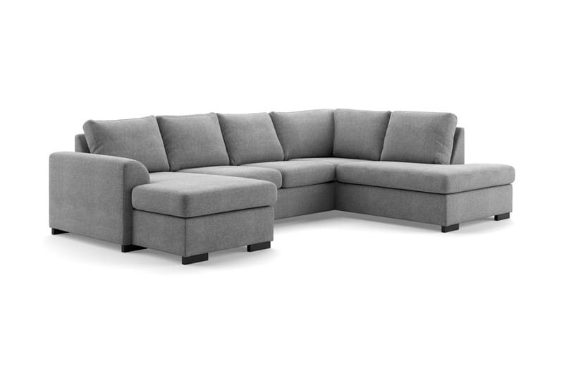 Porto 4-sits Högervänd U-formad Soffa med Divan och Schäslong i Tyg - Ljusgrå - Möbler - Soffa - U-soffa