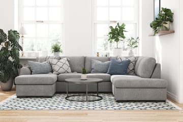 Porto 4-sits Högervänd U-formad Soffa med Divan och Schäslong i Tyg - Ljusgrå - Möbler - Soffa - U-soffa