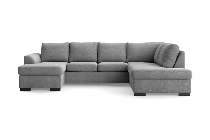Porto 4-sits Högervänd U-formad Soffa med Divan och Schäslong i Tyg - Ljusgrå - Möbler - Soffa - U-soffa