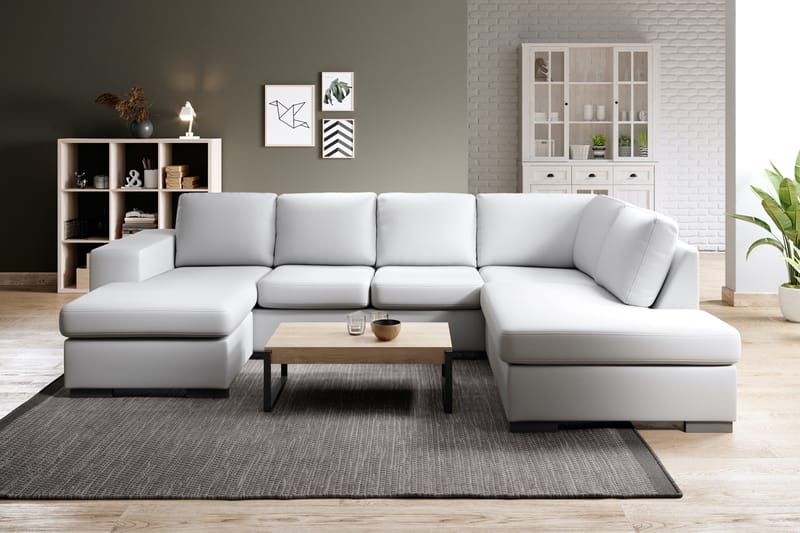 U-soffa Sit Down med Divan Vänster Konstläder - Vit - Skinnsoffa - U-soffa