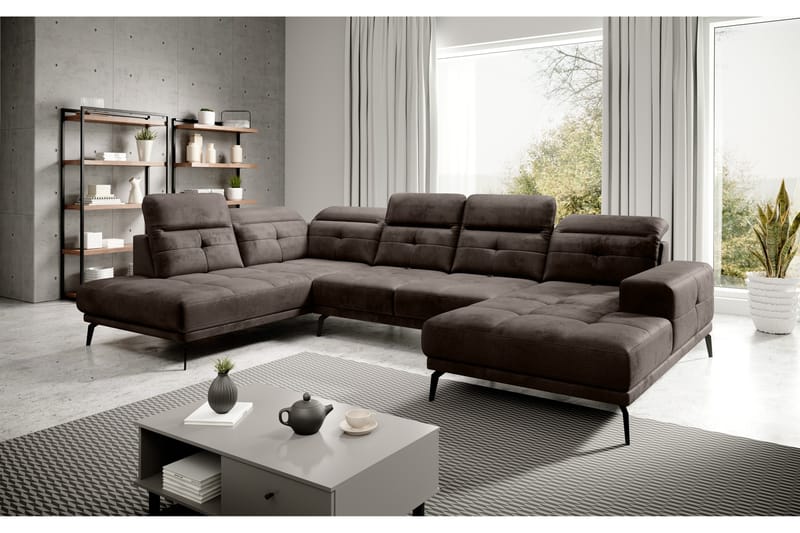 Soffa m. Divan och Schäslong Hago - Brun - Möbler - Soffa - U-soffa