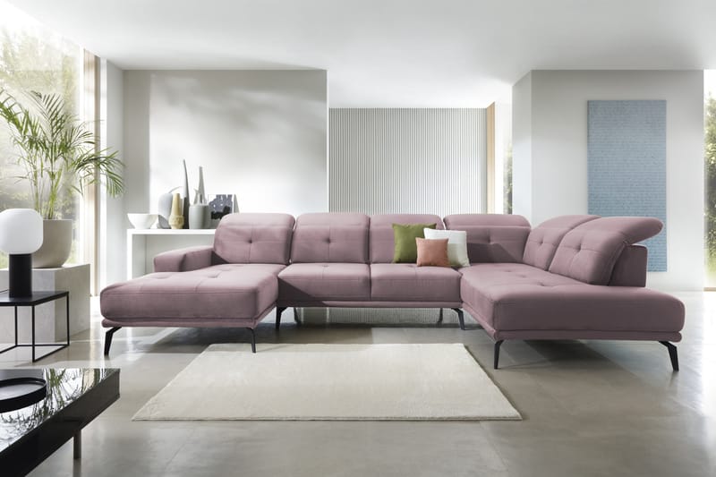 Soffa m. Divan och Schäslong Hago - Ljusrosa - Möbler - Soffa - U-soffa