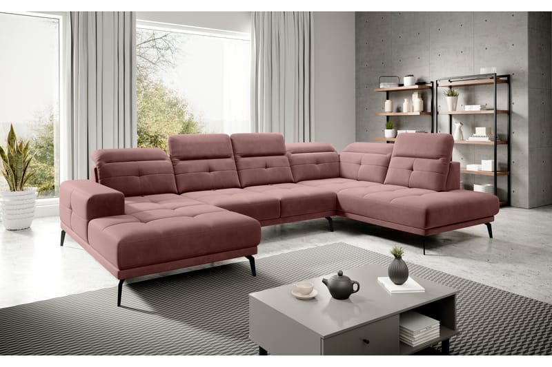 Soffa m. Divan och Schäslong Hago - Rosa - Möbler - Soffa - U-soffa