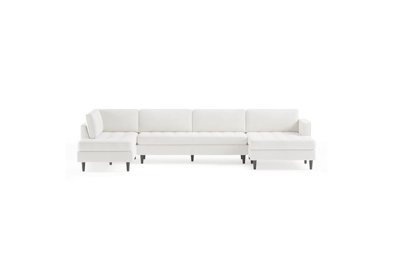 Soffa m. Divan och Schäslong Lijana 6-sits - Vit Bouclé - U-soffa