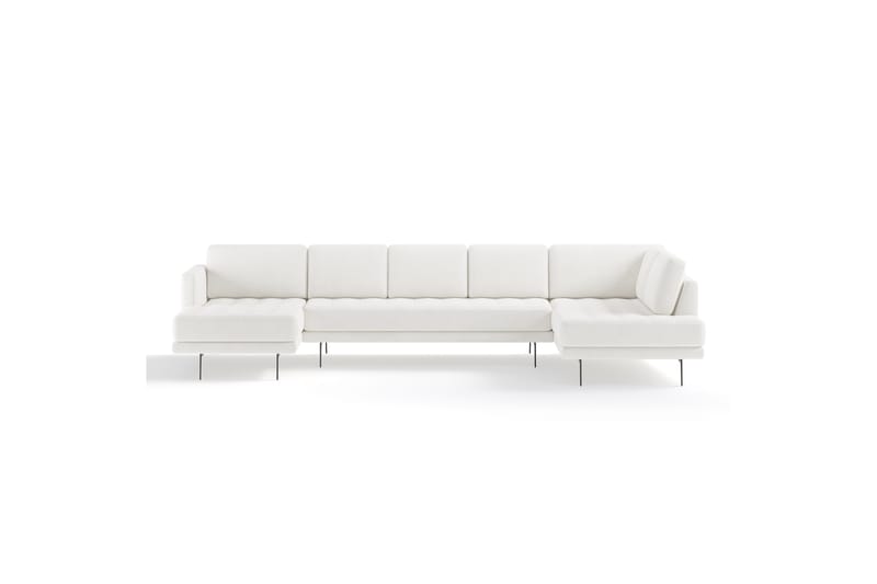 Soffa m. Divan och Schäslong Samella 6-sits - Vit Bouclé - U-soffa