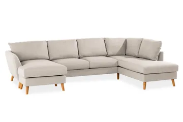Trend 4-sits Högervänd U-formad Soffa med Divan och Schäslong i Tyg - Beige - Möbler - Soffa - U-soffa