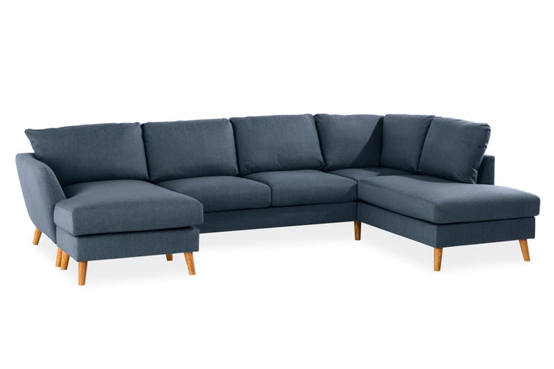 Trend 4-sits Högervänd U-formad Soffa med Divan och Schäslong i Tyg - Blå - Möbler - Soffa - U-soffa