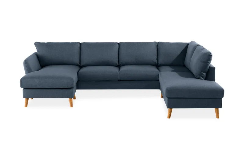 Trend 4-sits Högervänd U-formad Soffa med Divan och Schäslong i Tyg, Blå