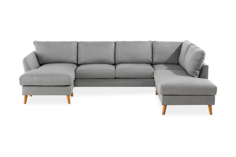 Trend 4-sits Högervänd U-formad Soffa med Divan och Schäslong i Tyg - Grå - Möbler - Soffa - U-soffa