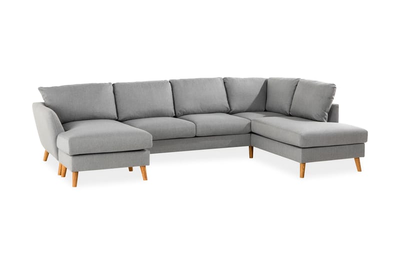 Trend 4-sits Högervänd U-formad Soffa med Divan och Schäslong i Tyg - Grå - Möbler - Soffa - U-soffa