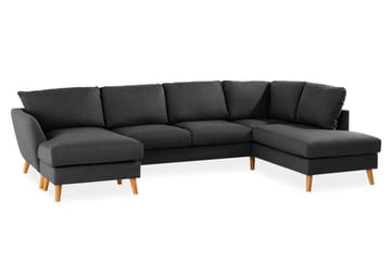 Trend 4-sits Högervänd U-formad Soffa med Divan och Schäslong i Tyg - Svart - Möbler - Soffa - U-soffa
