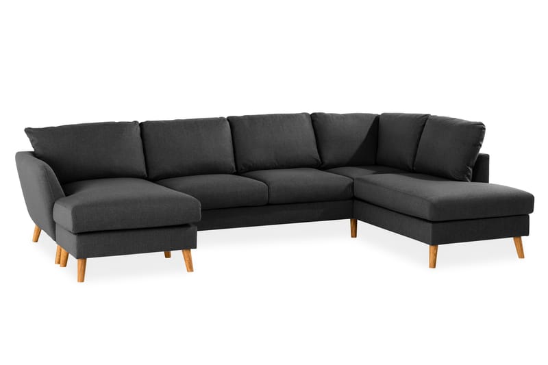 Trend 4-sits Högervänd U-formad Soffa med Divan och Schäslong i Tyg - Svart - Möbler - Soffa - U-soffa